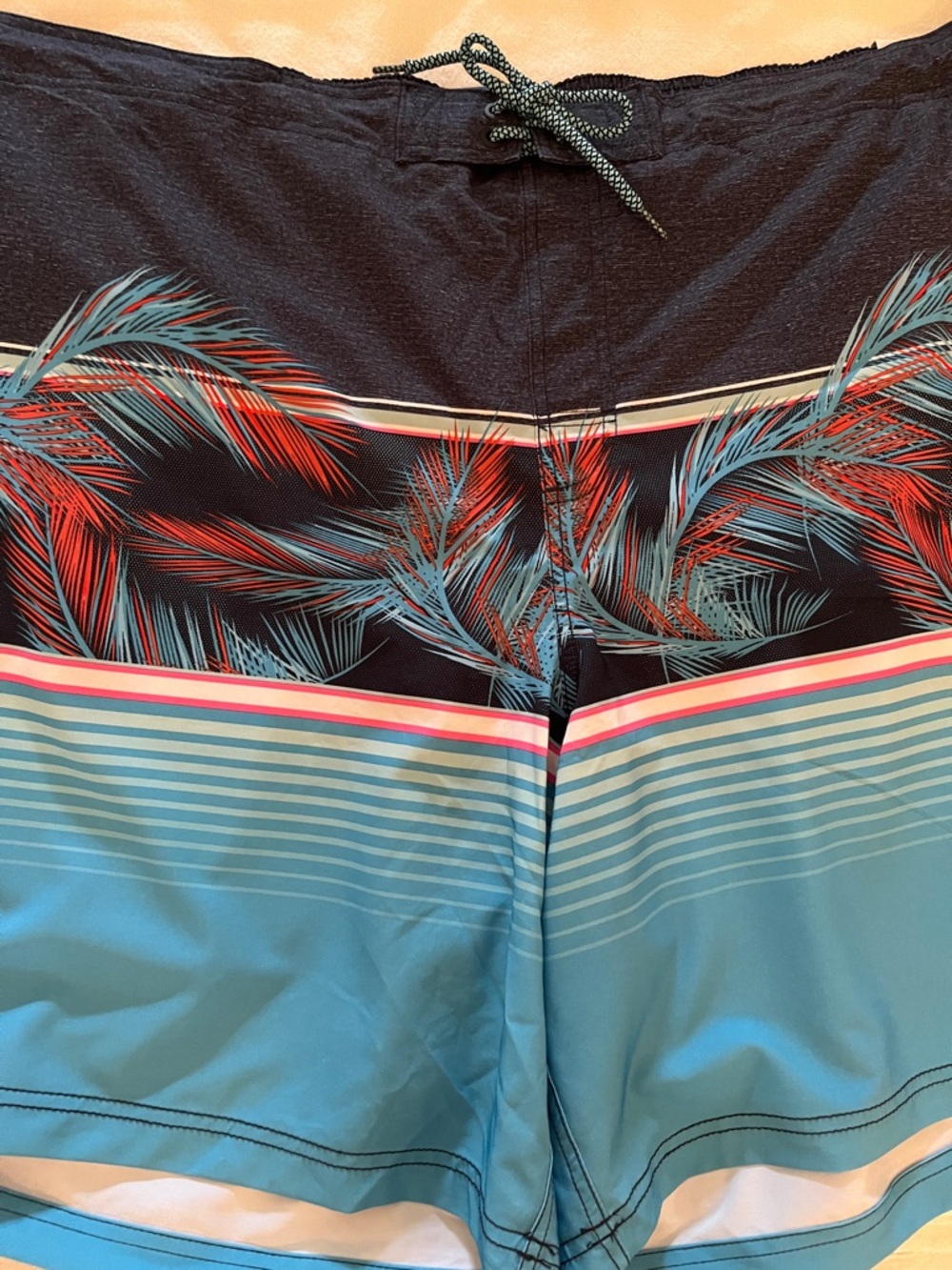 Mens swim trunks e-board new size 3XL waist 48-50” black and teal